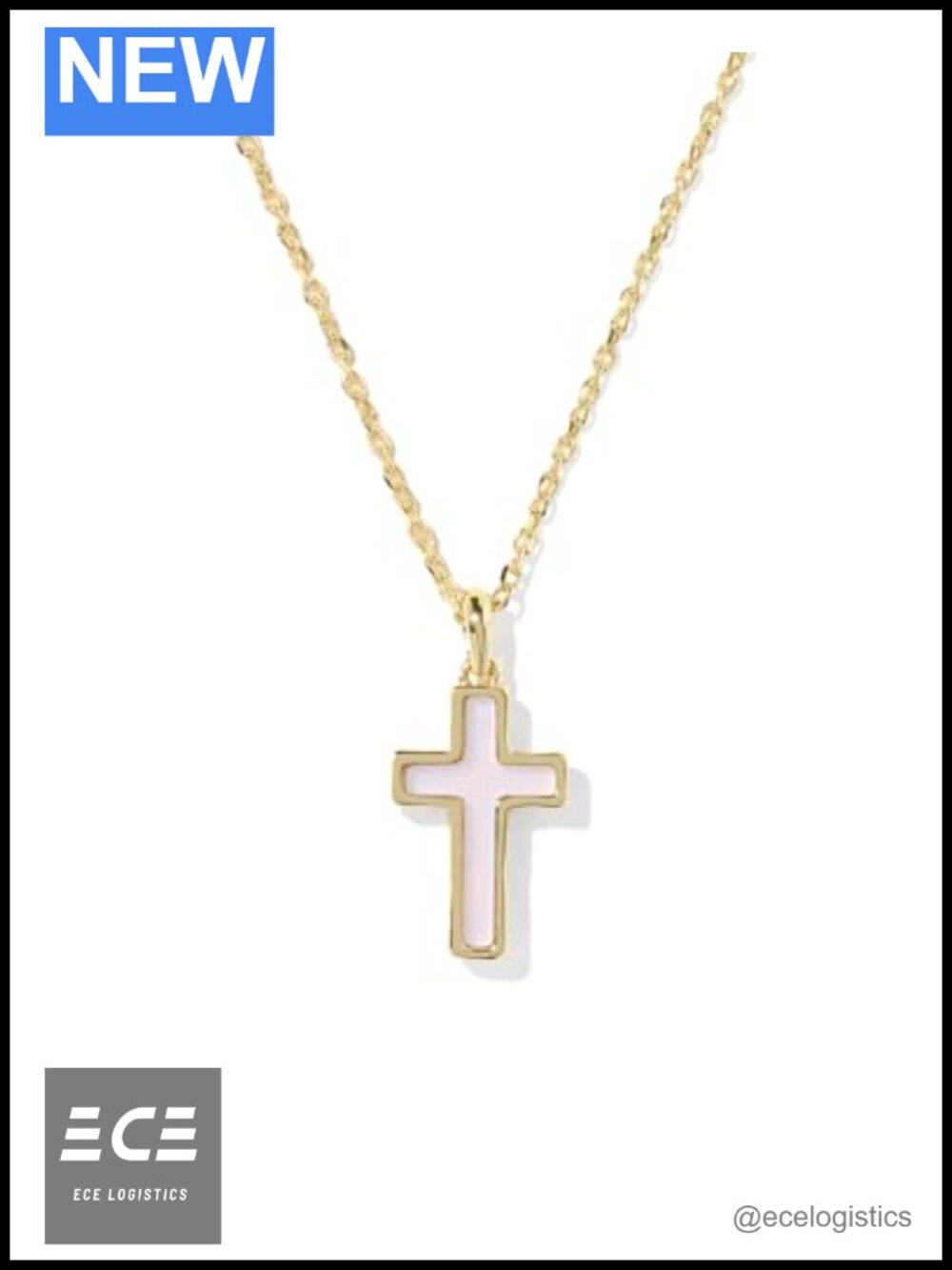 Cross Pendant Necklace Gold Plated Brass Adjustable Chain Jewelry